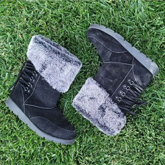 Rampage Aligner Lavlce Up Back Boots Faux Fur 6.5 - Picture 1 of 5